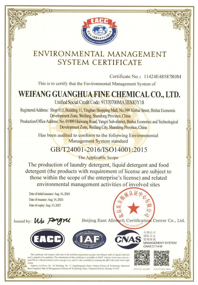 Environmental Management System Certificate